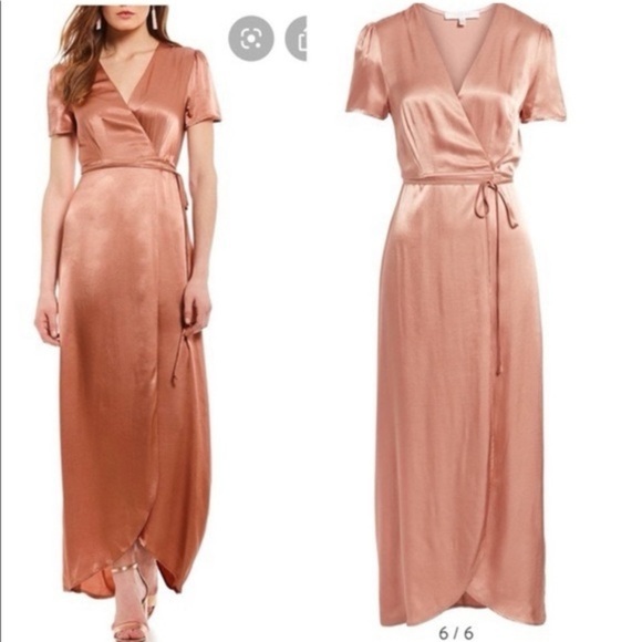 WAYF silky wrap dress mauve pink medium - Picture 1 of 7